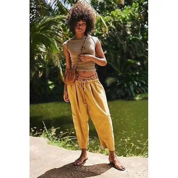 Free People Kahlani Harem Pull-On Cropped Pants Tapered-Leg Slouchy XS 279391